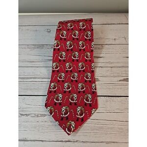 Claybrooke Christmas Men's Necktie Tie Silk Satin Red Santa And Candy Canes 57"